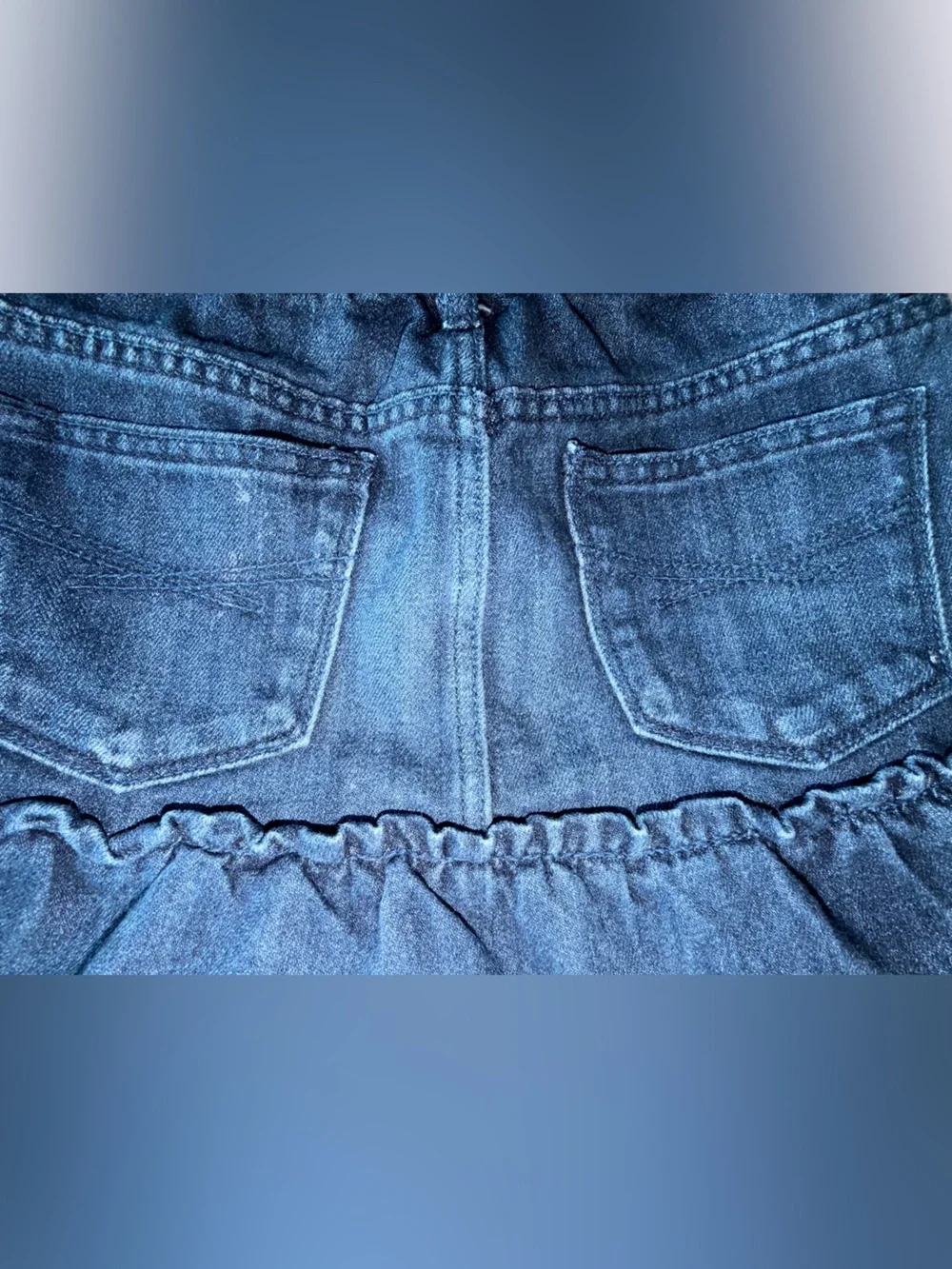 GAP Kids Dark Blue Denim Ruffle-Hem Mini Skirt